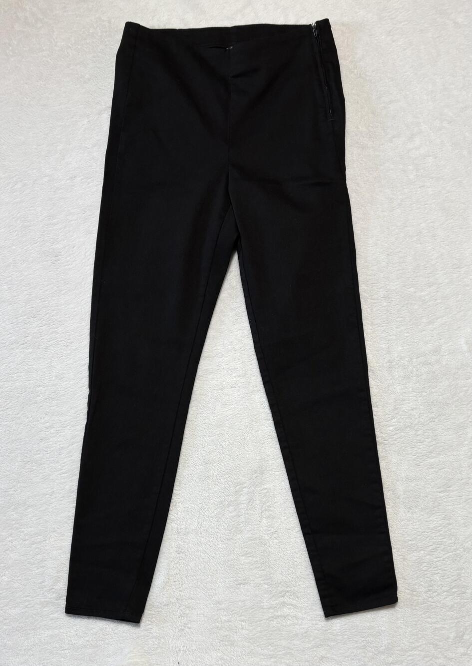 H&M Pants Womens 6 Black Skinny Stretch Cotton Blend Twill Side Zip Trousers